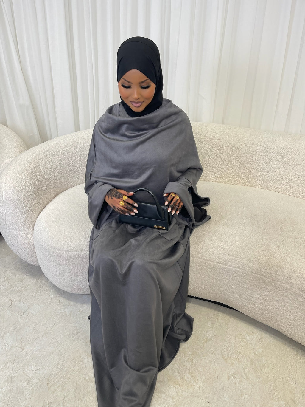 Grey Closed Winter Abaya
